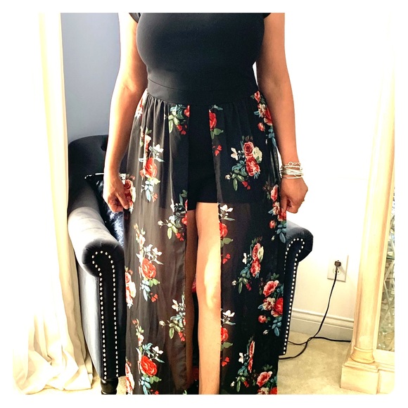 party split maxi romper dress